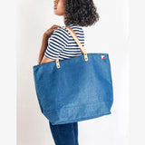 Big Jute Navy Tote Bag