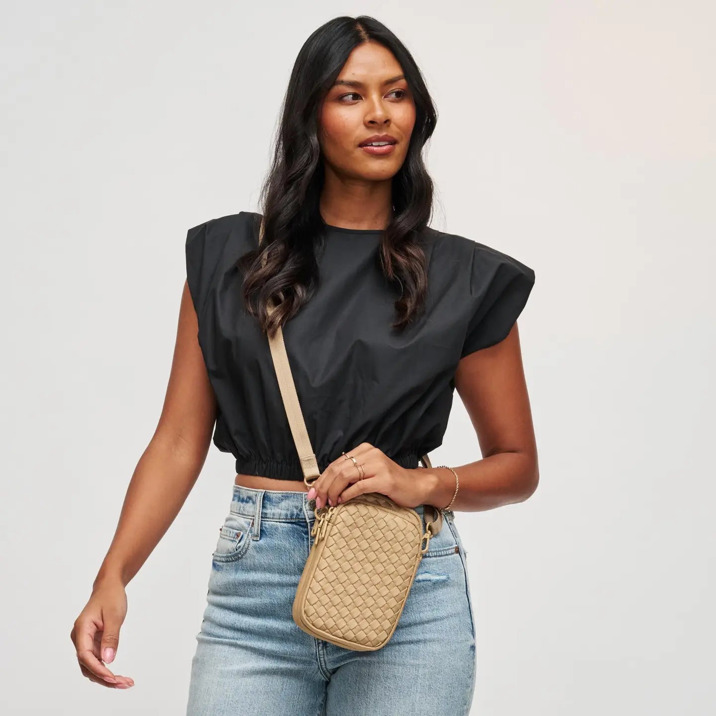 Divide and Conquer Woven Neoprene Crossbody - Nude