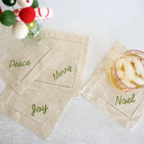 Holiday Word Linen Cocktail Napkins - Red or Green