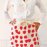 Linen Half Apron - Strawberries